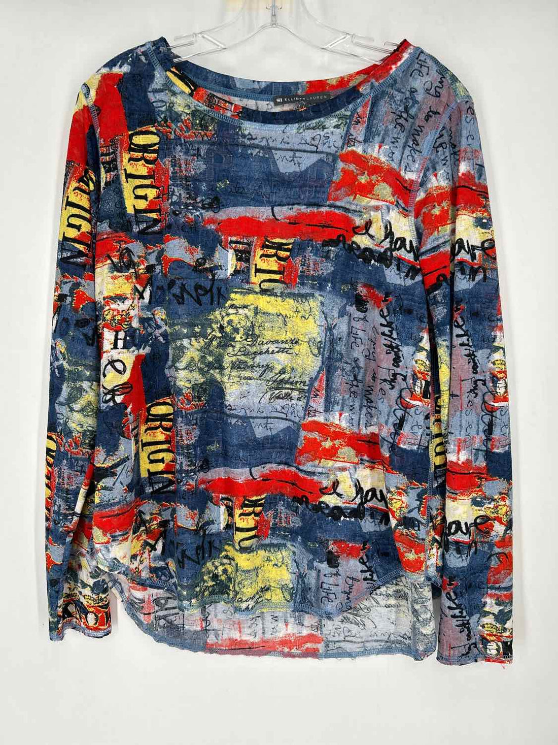 Elliott Lauren Size L Blue Multi Color Long Sleeve