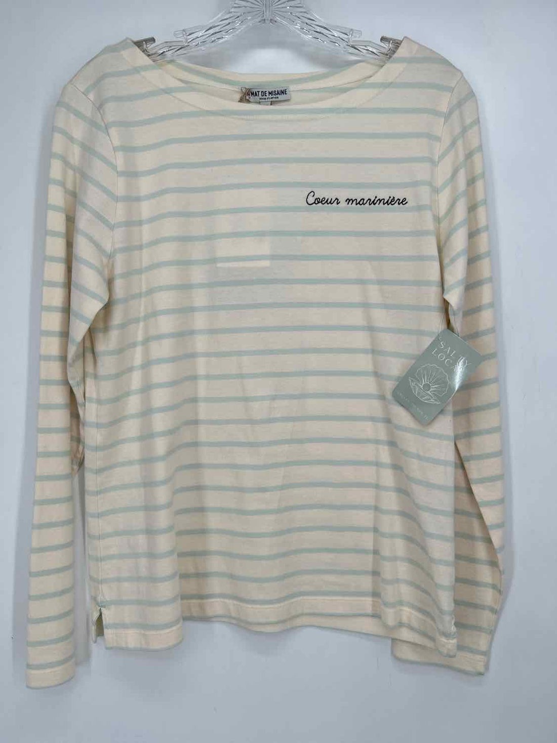 Mat De Misaine S/M Cream & Light Blue Striped NWT Boutique Top