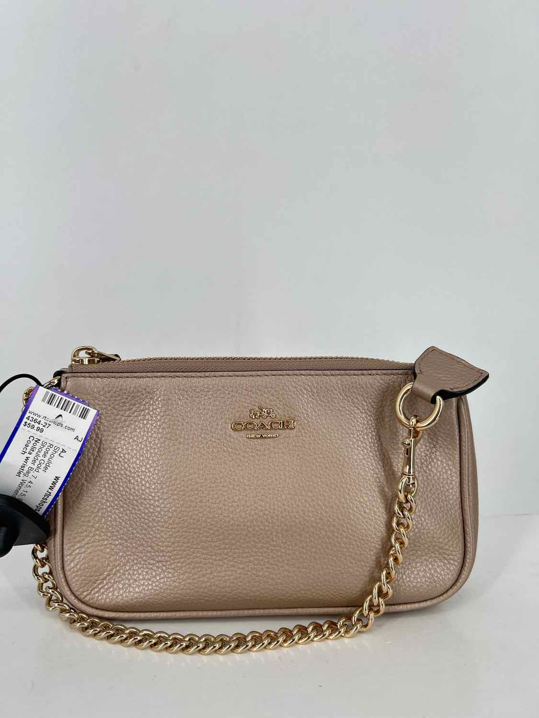 Coach Rose Gold Pebbled Leather Shoulder