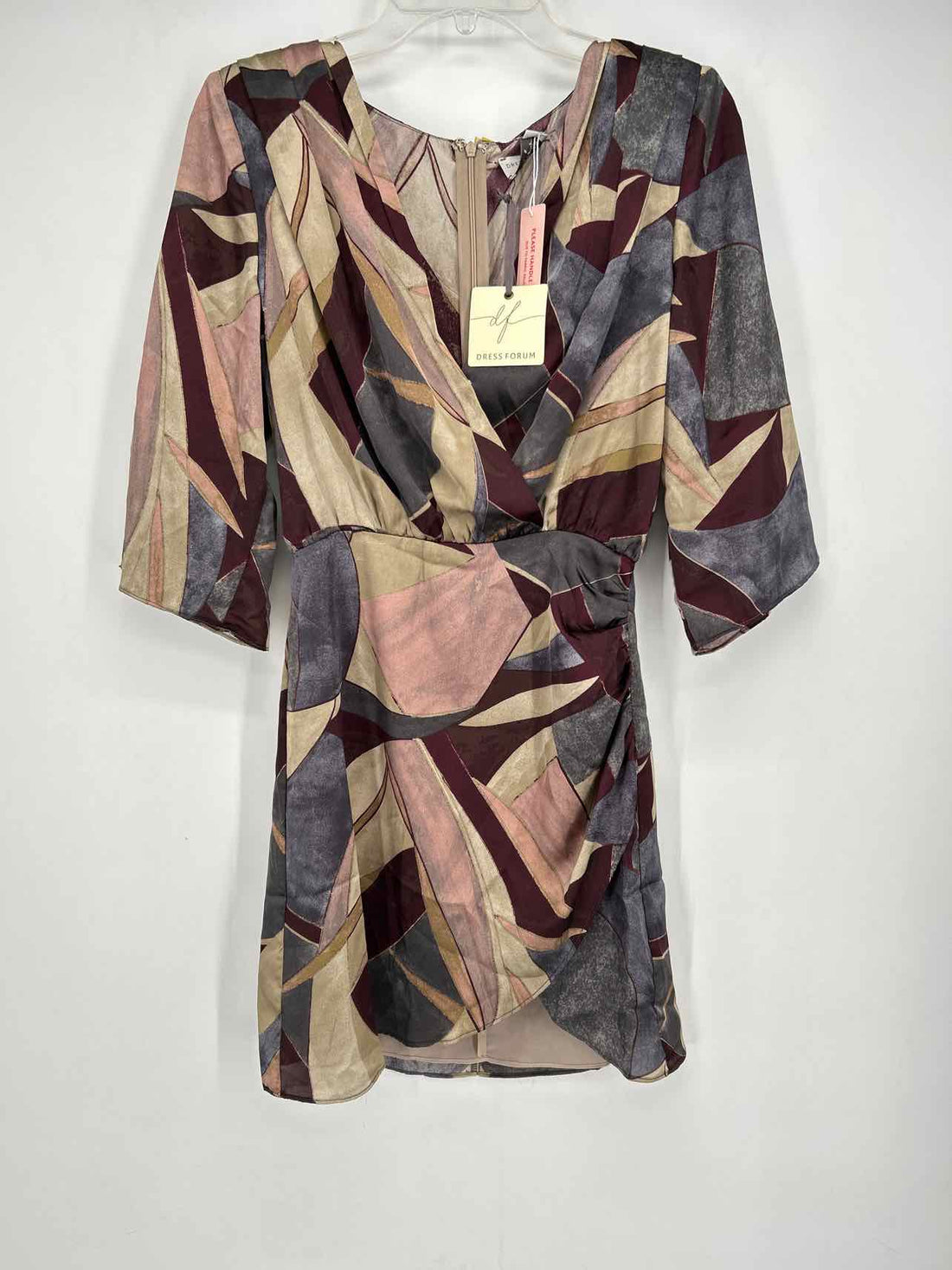 Dress Forum Size S Gray & Burgundy Print NWT Dress