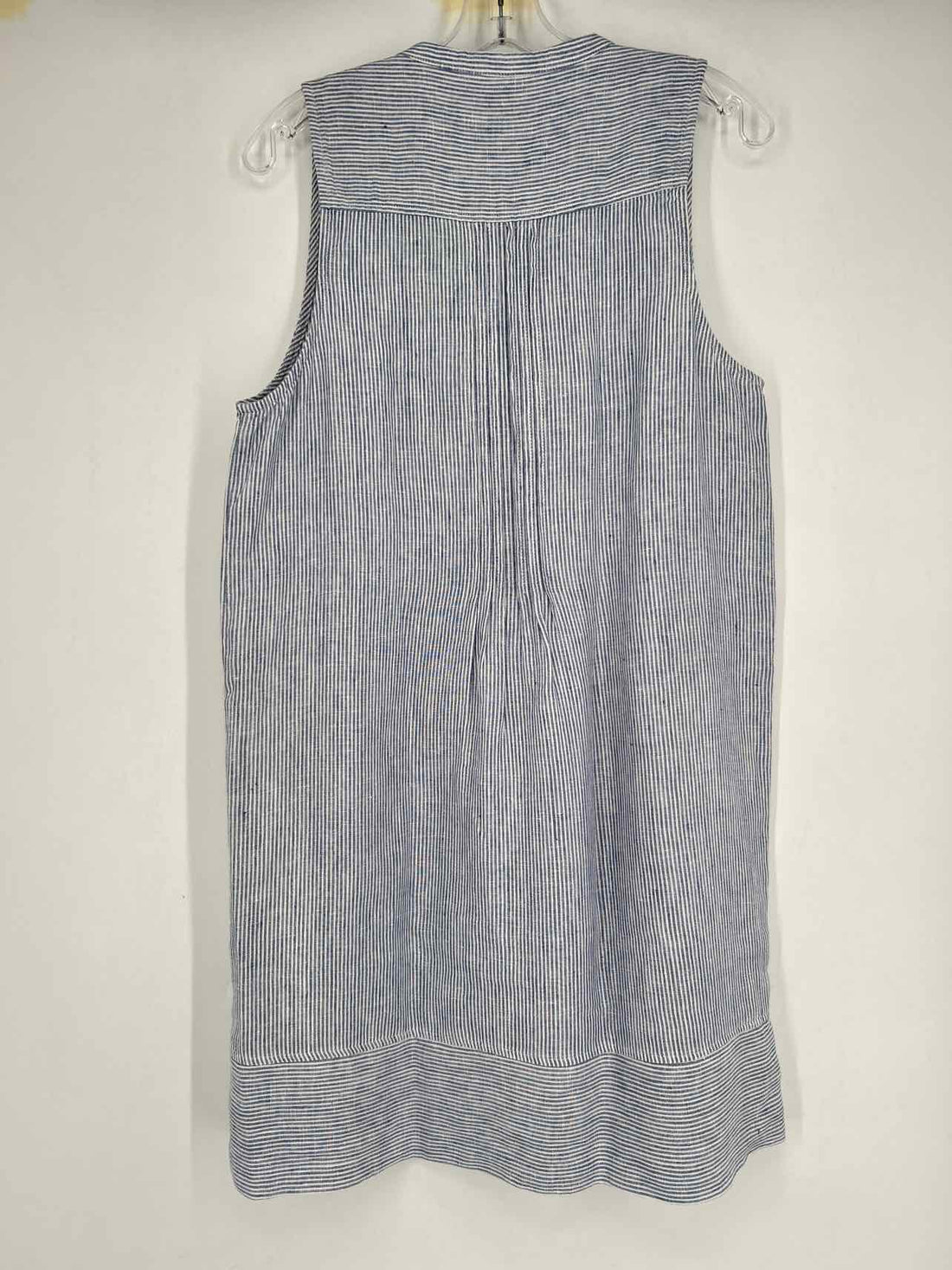 Faherty Size M Blue & White Striped Linen Sleeveless Dress