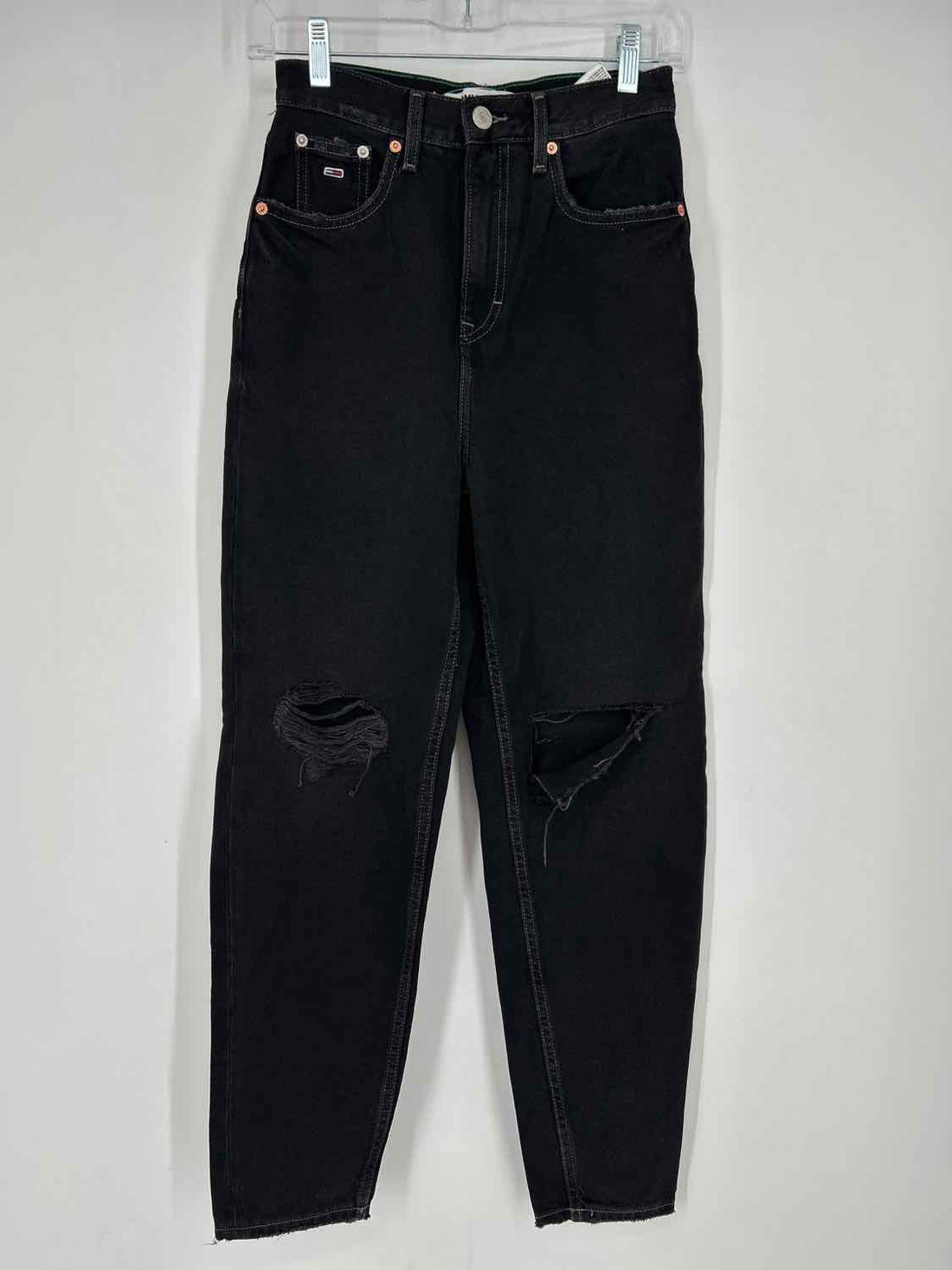 Tommy Jeans Size 24 Black Denim Distressed Jeans