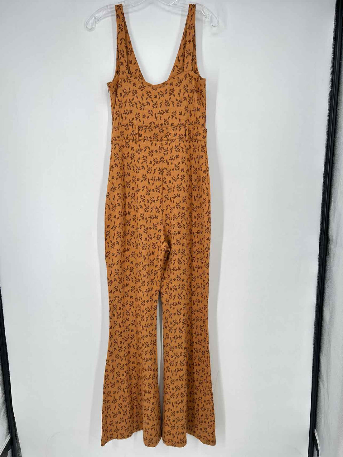 Free People Size M Camel & Brown Print Sleeveless Jumpsuit
