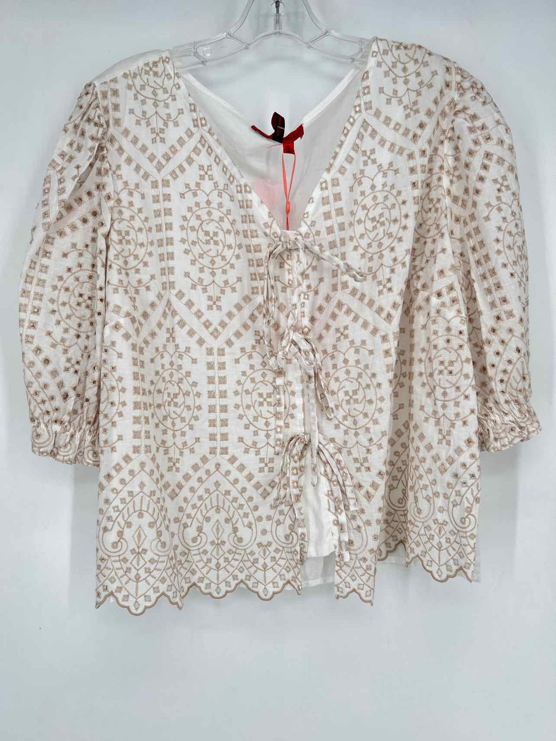 Hester & Orchard Size XL White & Beige Eyelet NWT Short Sleeve
