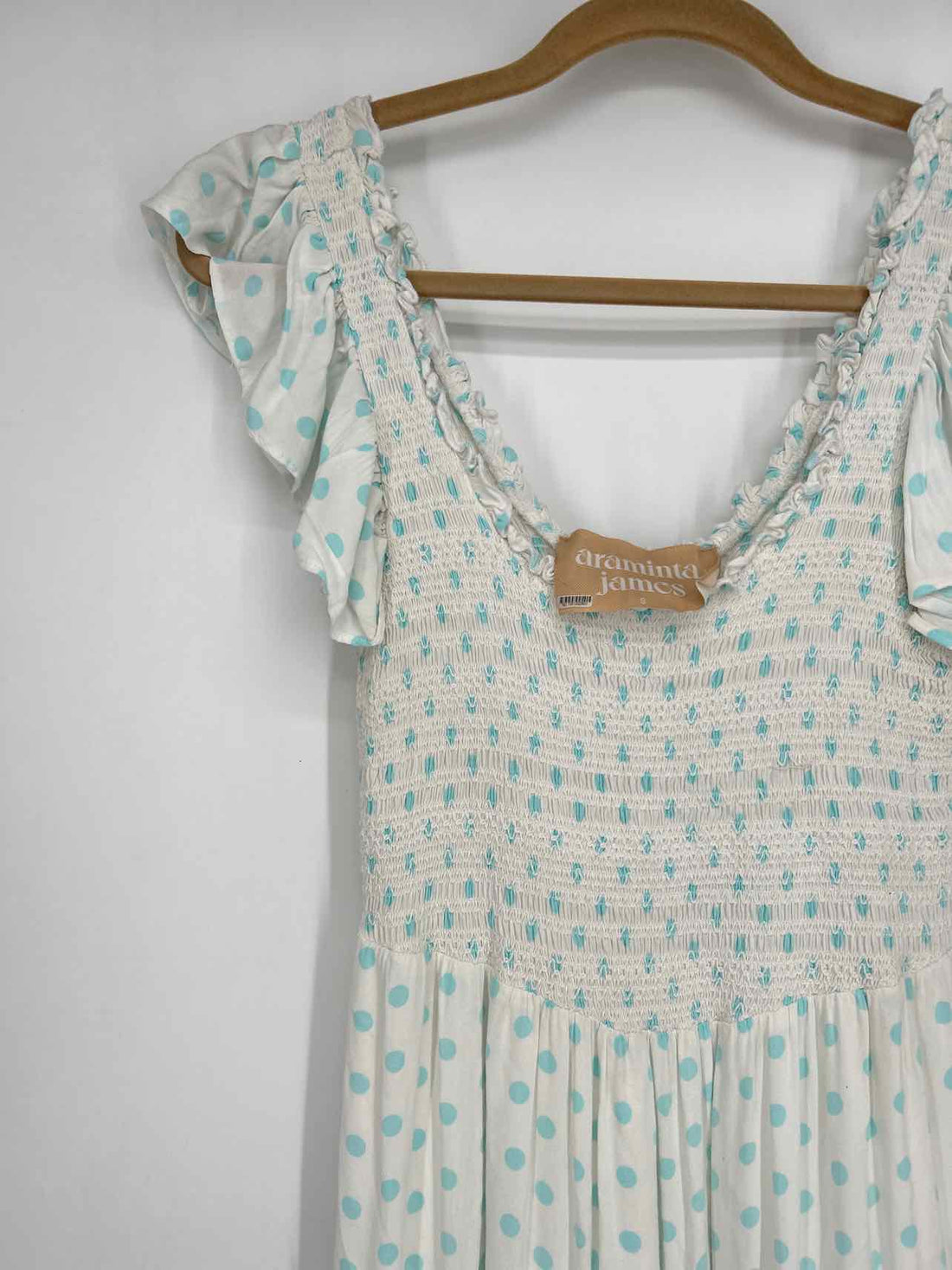 Araminta James Size S White & Light Blue Polkadot Dress