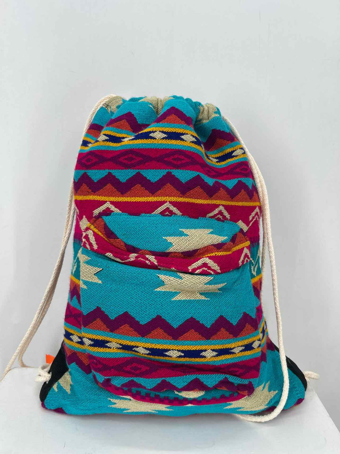 No Brand Name Teal & Purple Print Canvas Pre Owned Backpack