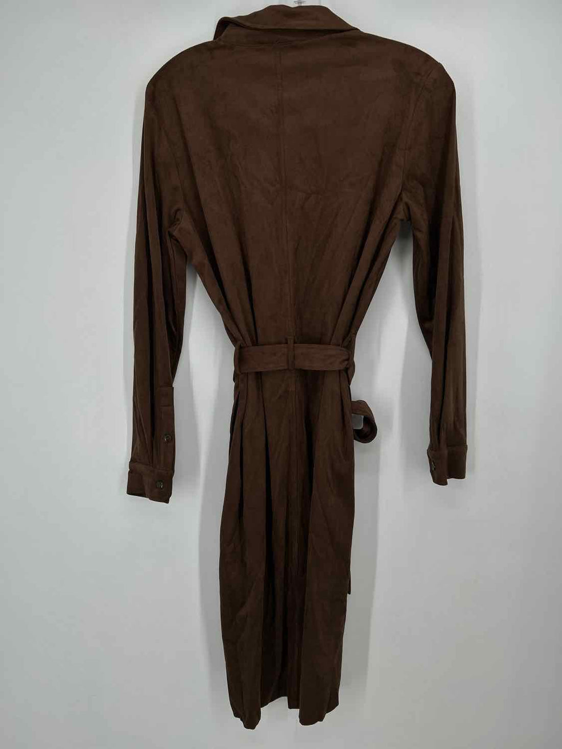 Lysse Size S Brown Faux Suede Long Sleeve Dress