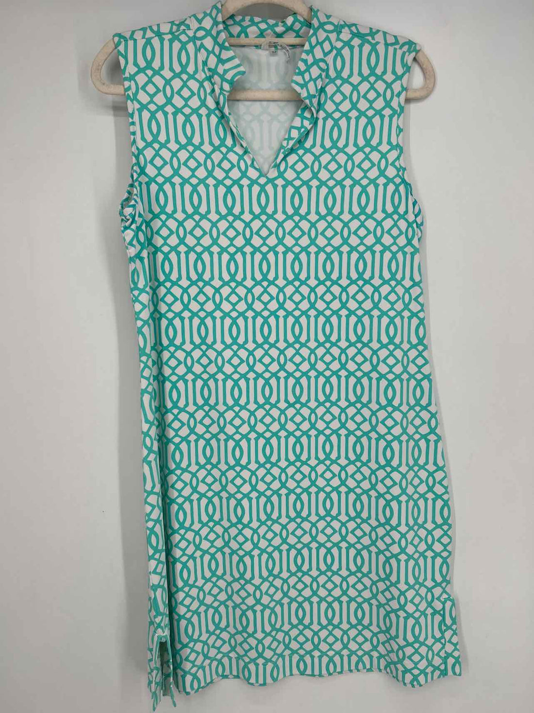 Lulu B Size M White & Aqua Sleeveless Dress