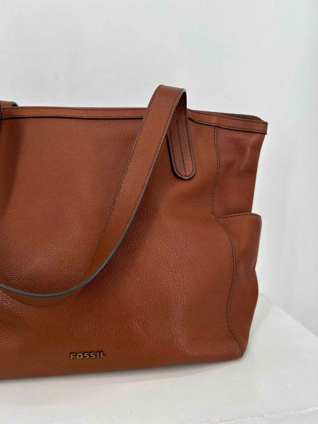 Fossil Cognac Leather Pre Owned Tote