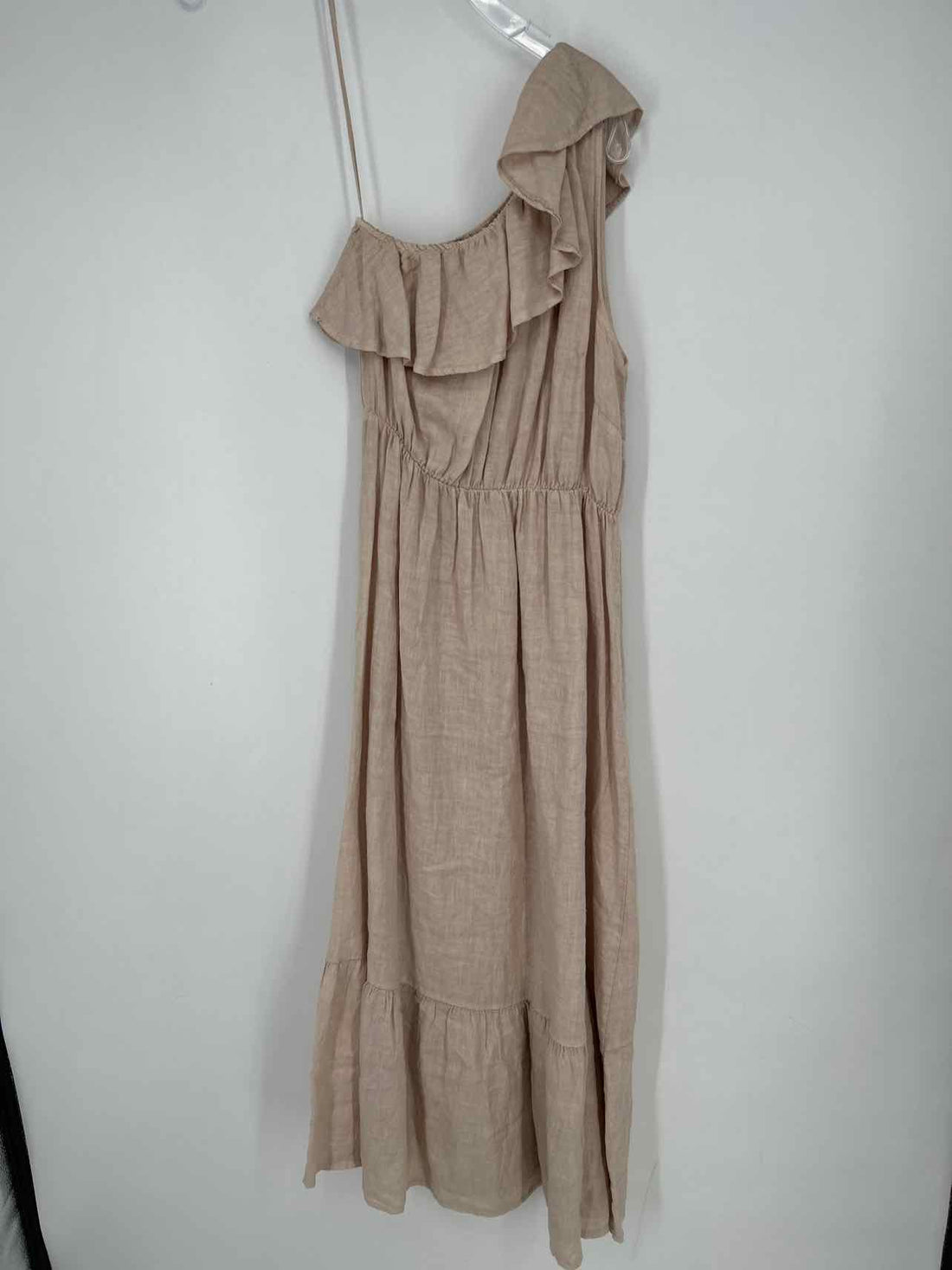 Valentina Naldi Size M Khaki Linen One Shoulder Dress