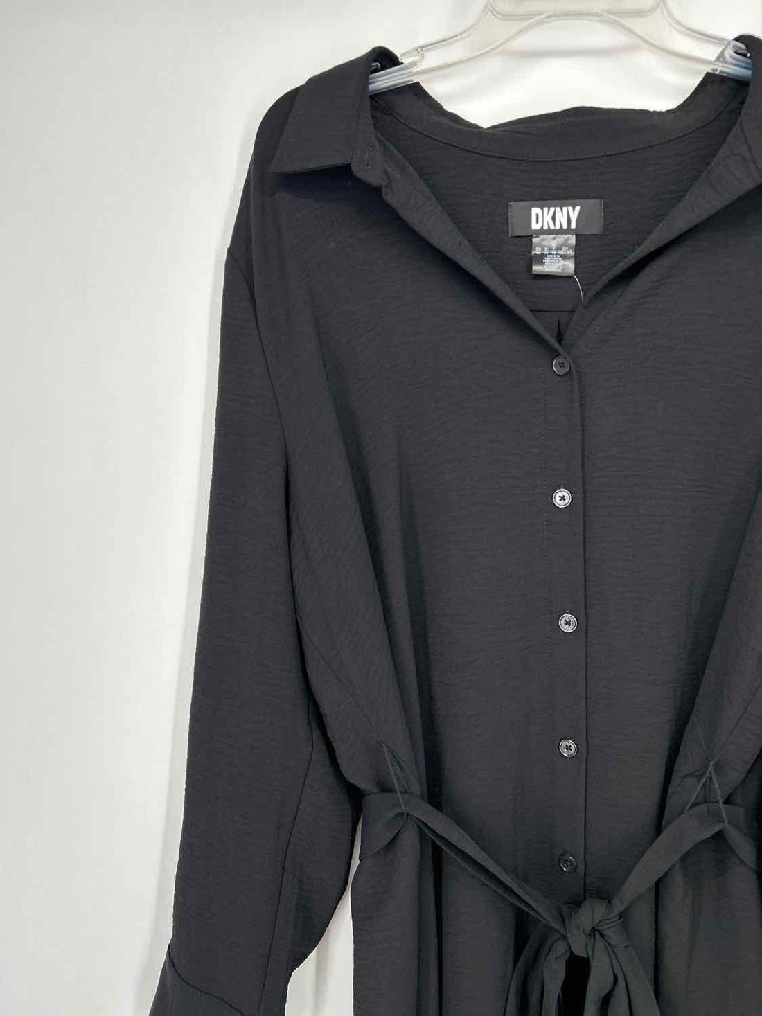 DKNY Size 16 Black Long Sleeve Dress