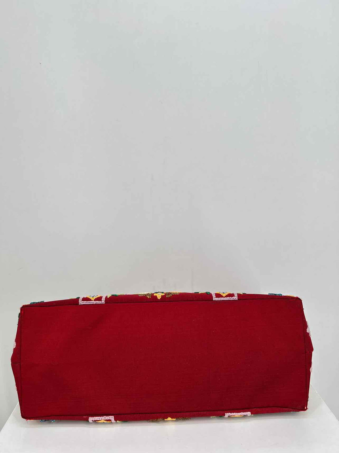 Katie Wong Dark Red Embroidered Vintage Tote