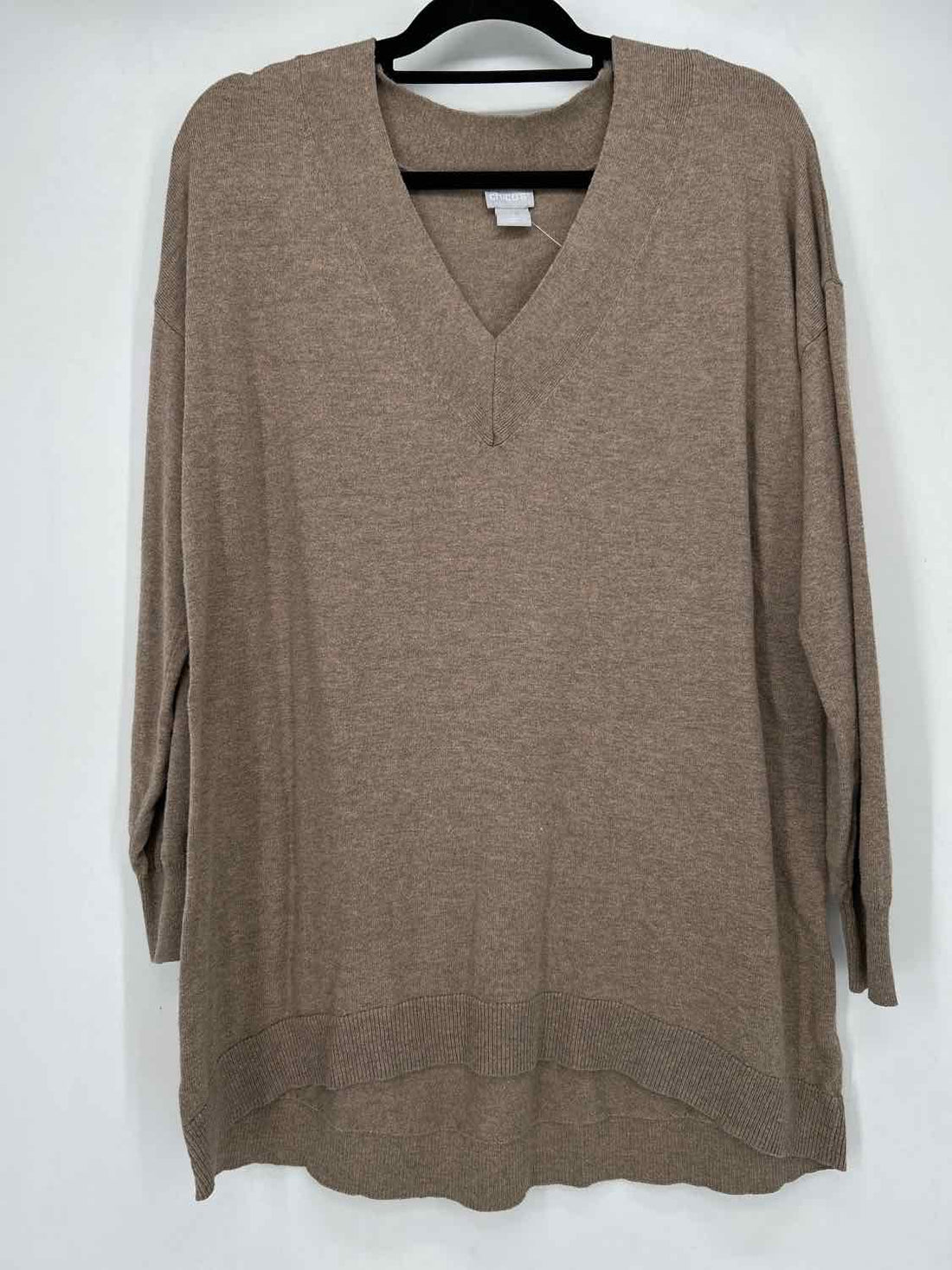 Chicos Size 2 Taupe Tunic Sweater