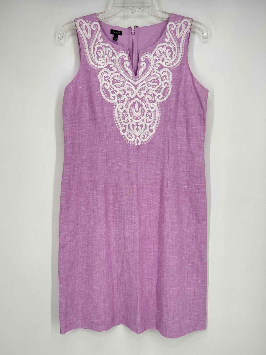 Talbots Size 4 Light Purple & White Linen/Cotton Sleeveless Dress