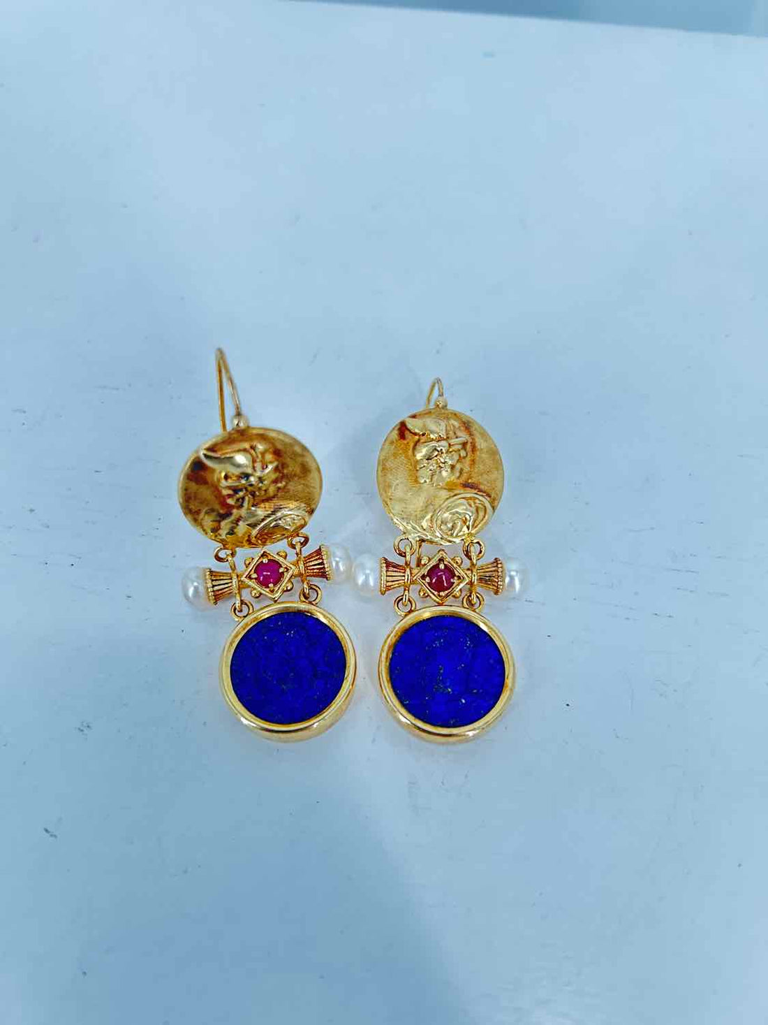 Tagliamonte Sterling Silver Lapis Gold Earrings