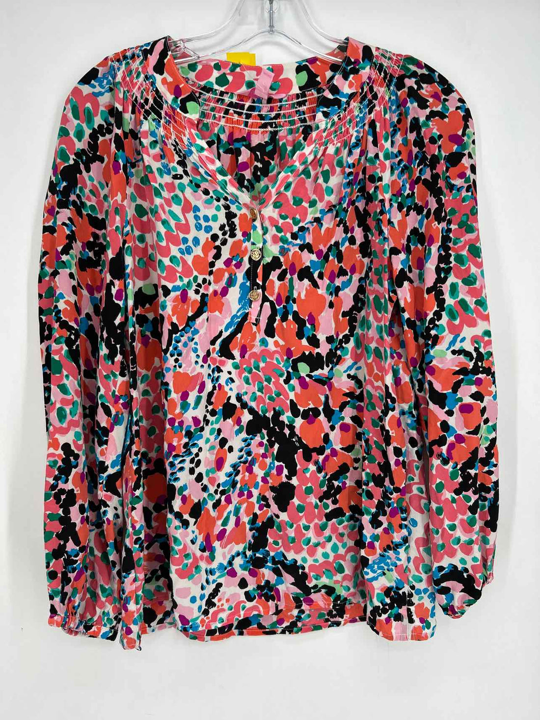Lilly Pulitzer XS Pink & Black Print Silk Lilly Pulitzer Top