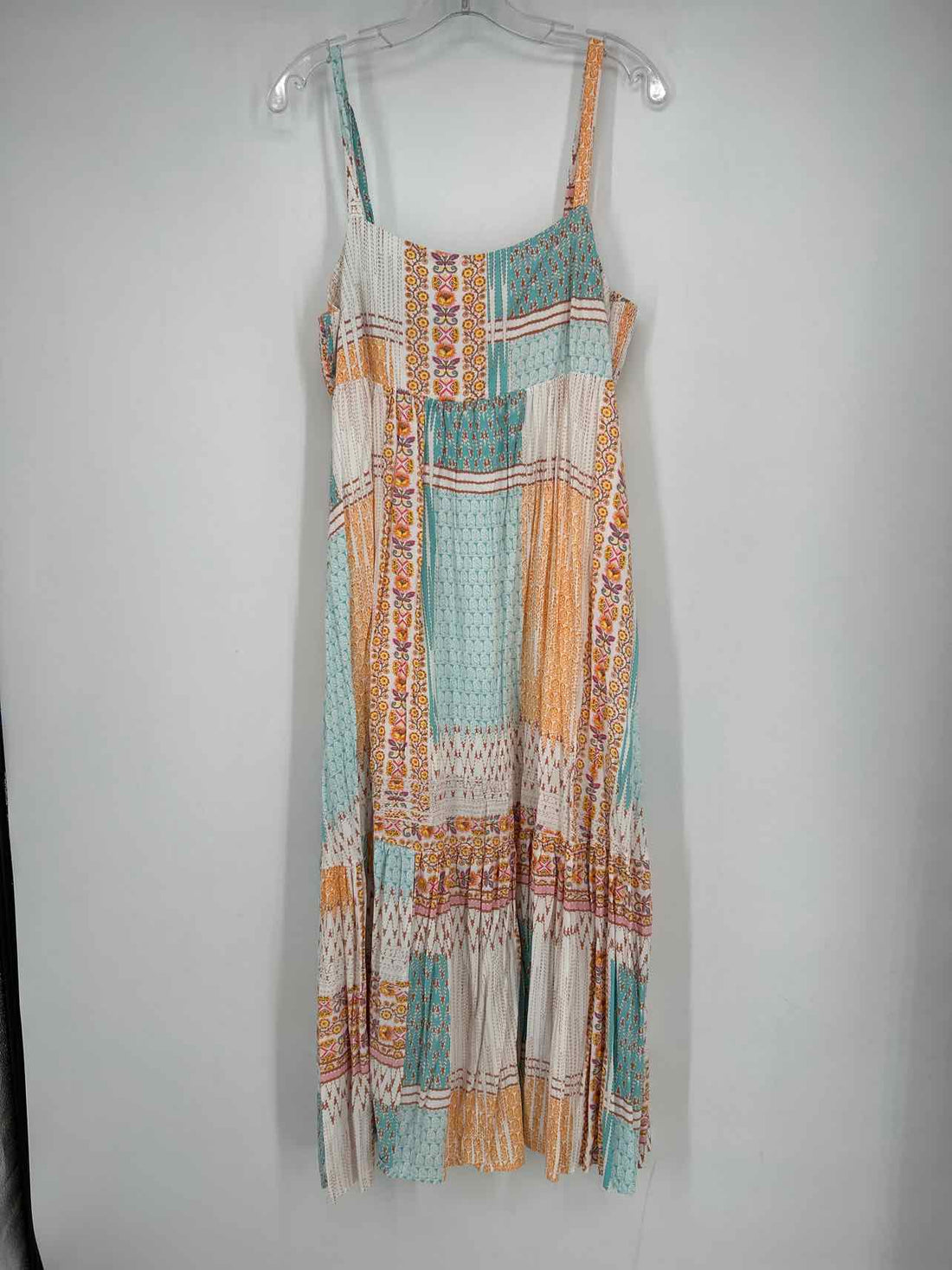 Meritt Size 1X White Orange & Blue Print Dress