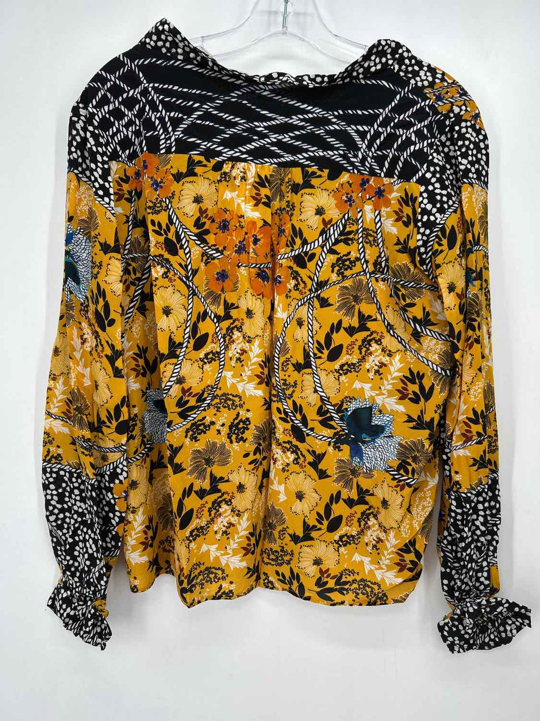 Saloni Size 2 Black & Yellow Print Long Sleeve