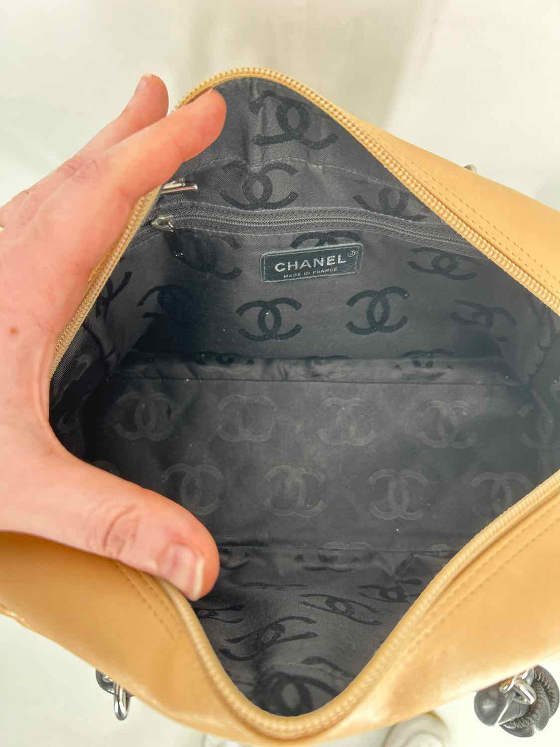 Chanel Ligne Cambon Bowler Bag Beige Purse