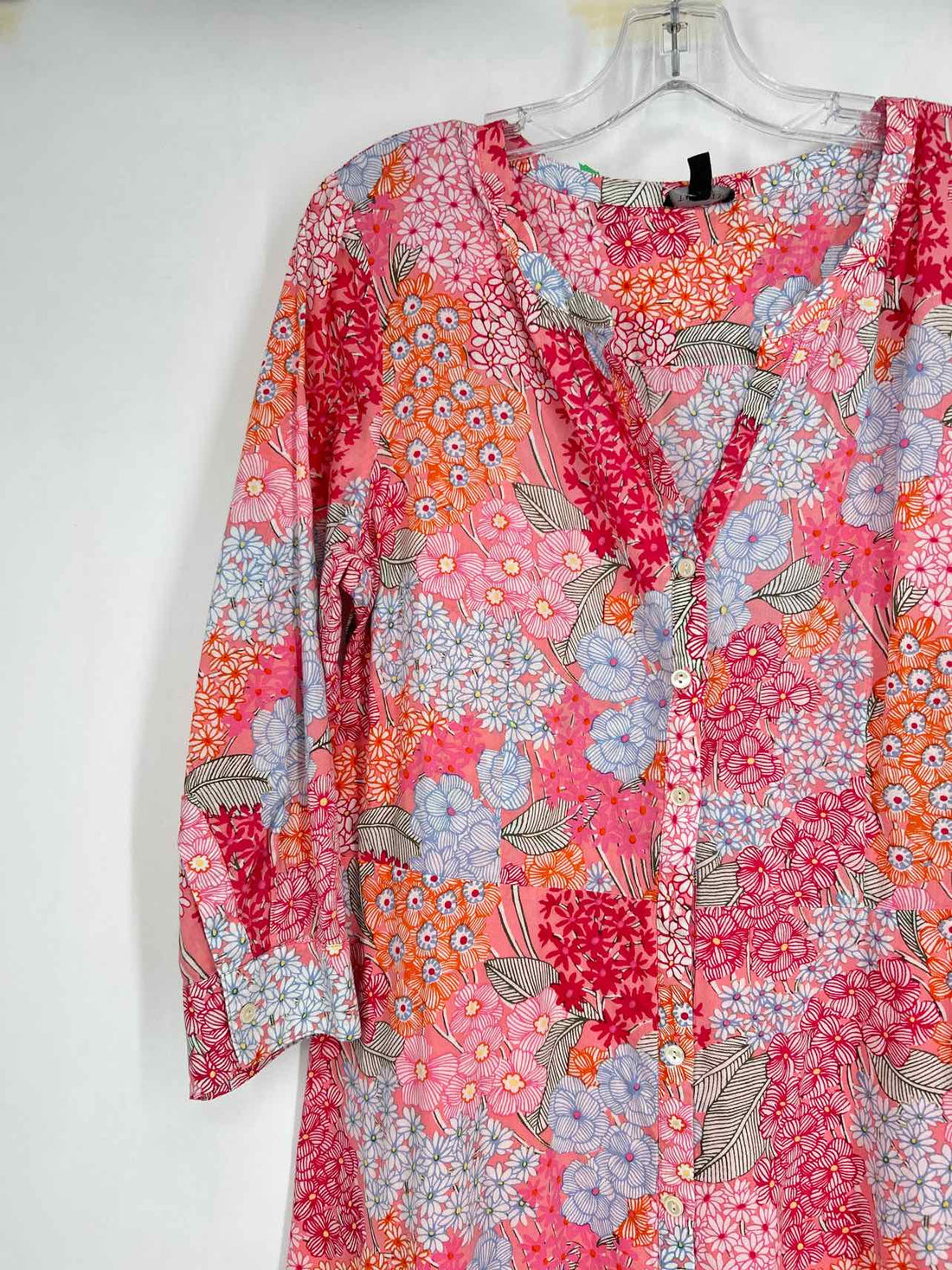 Talbots Size 12 Pink Floral Long Sleeve Dress
