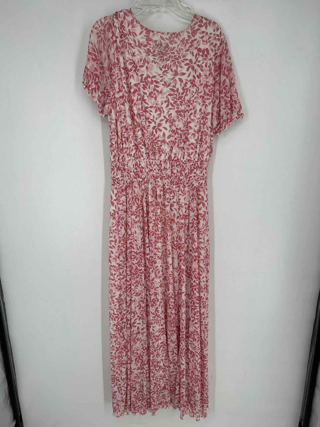 Kate & Lily Size 14 Pink & White Print Short Sleeve Dress