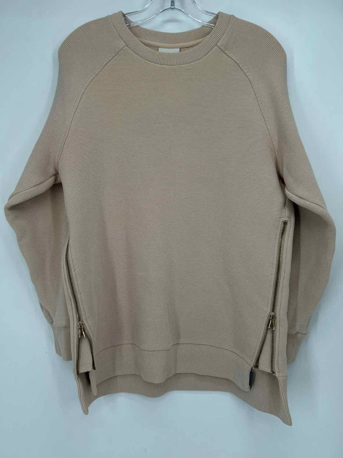 Varley Size S Beige Ribbed Active Sweatshirts