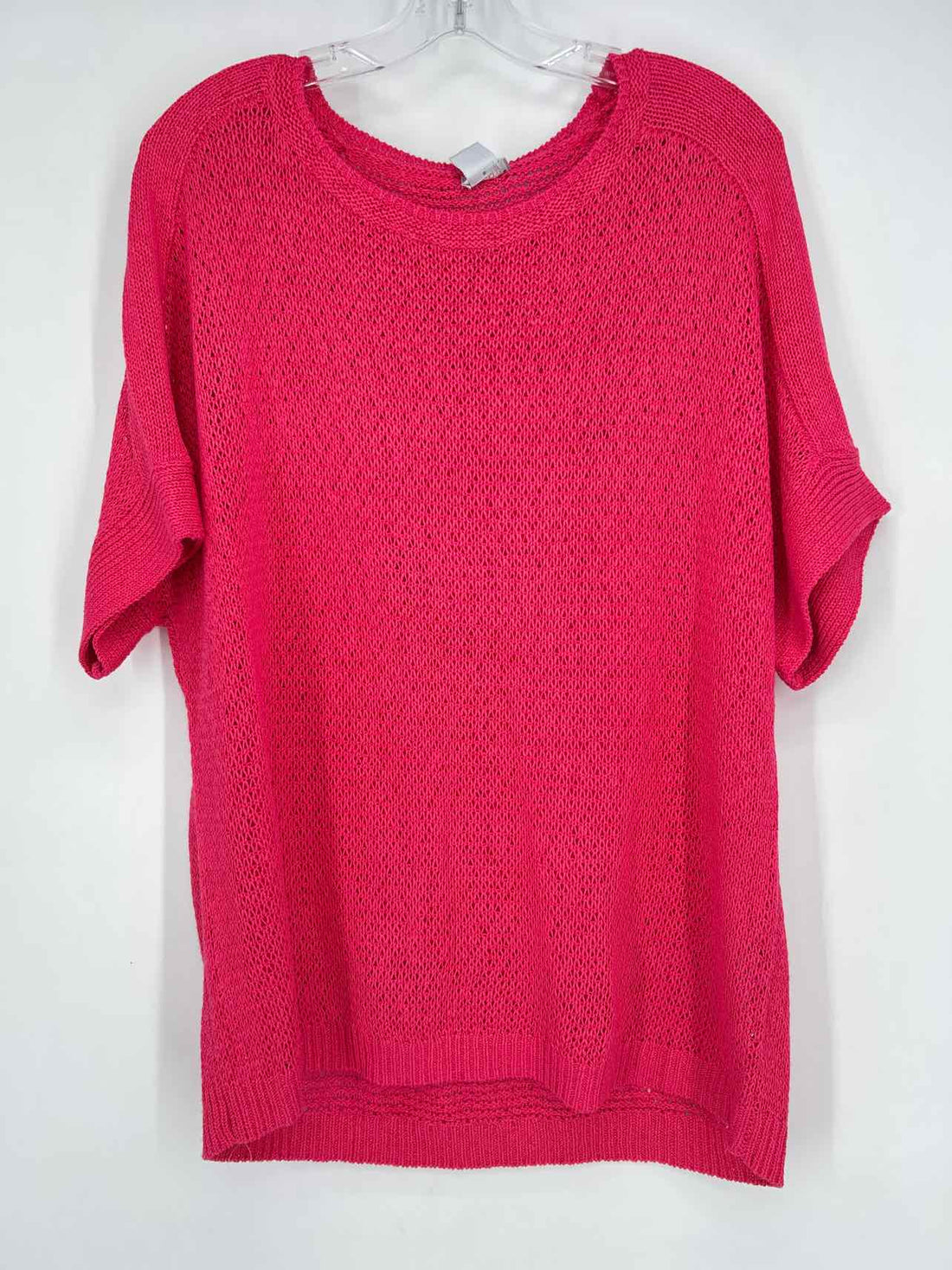 Chicos Size 3/XL Hot Pink Open Knit Short Sleeve
