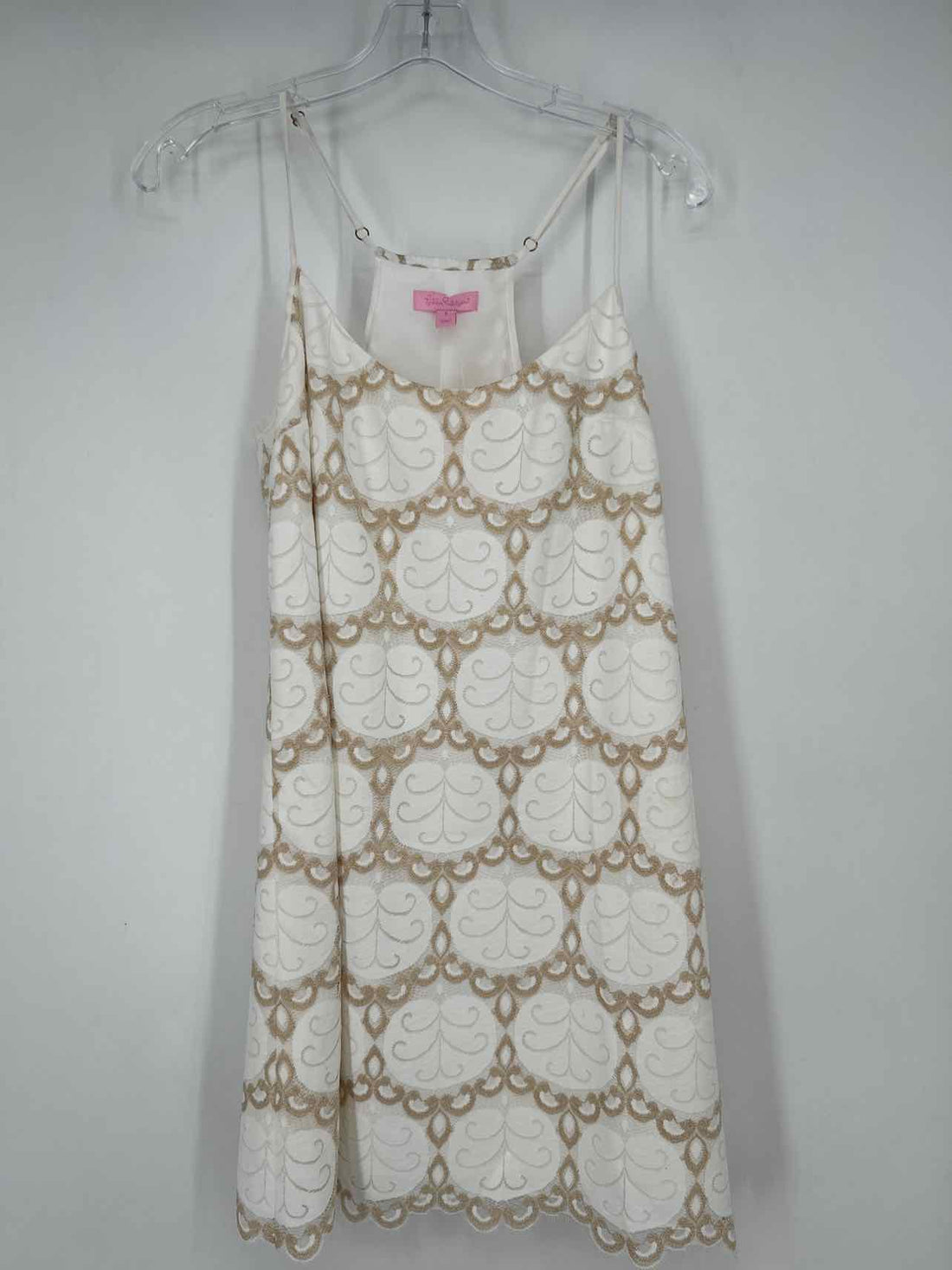 Lilly Pulitzer S White & Gold Sleeveless Lilly Pulitzer Dress