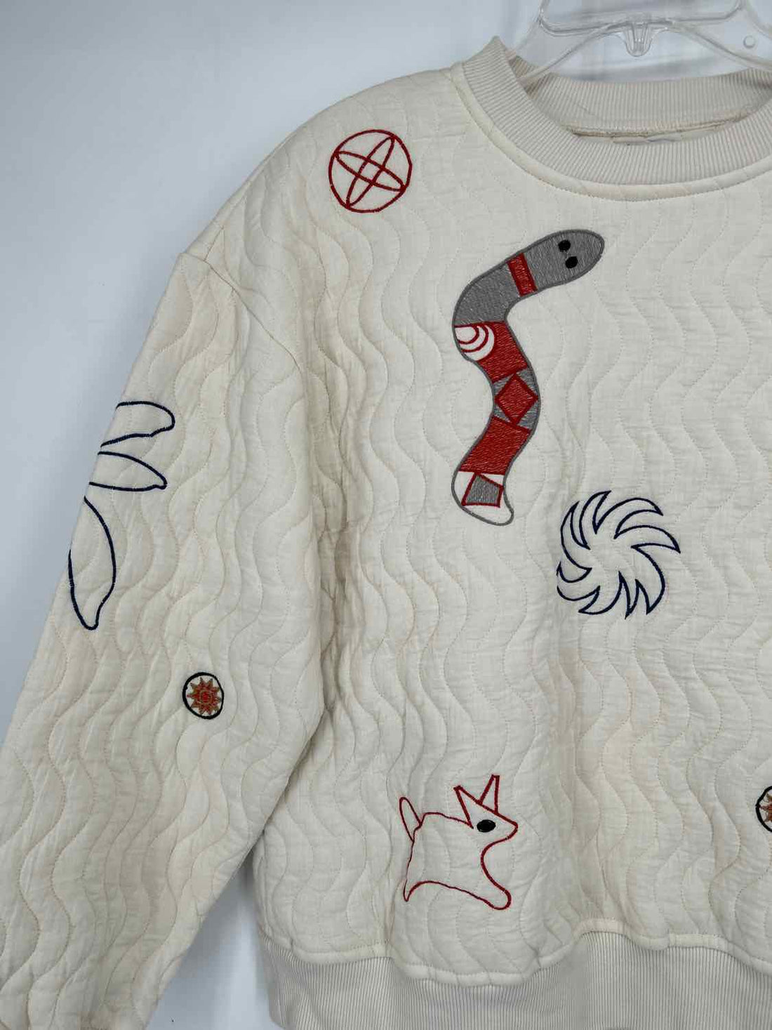 Zara Size M Cream Embroidered Sweatshirt