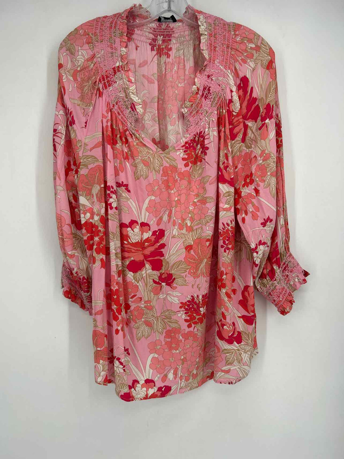 Talbots Size 2X Pink Floral Top/Blouse