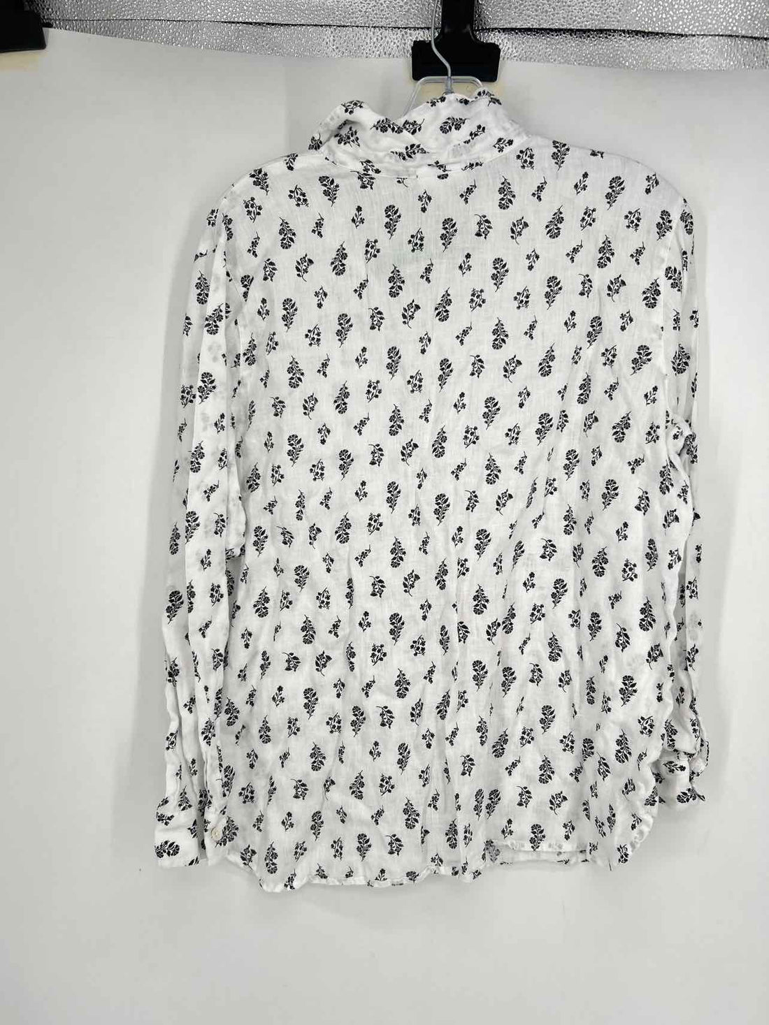 J Jill Love Linen Size MP White & Black Floral Linen Long Sleeve