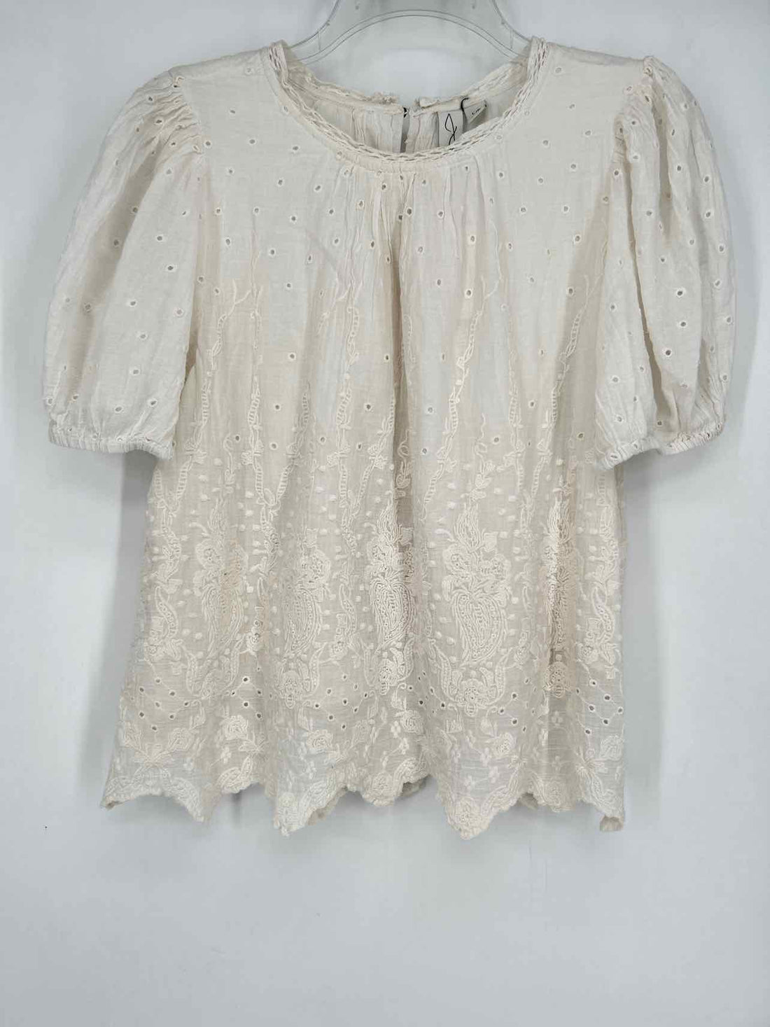 Joie Size L White Eyelet Short Sleeve