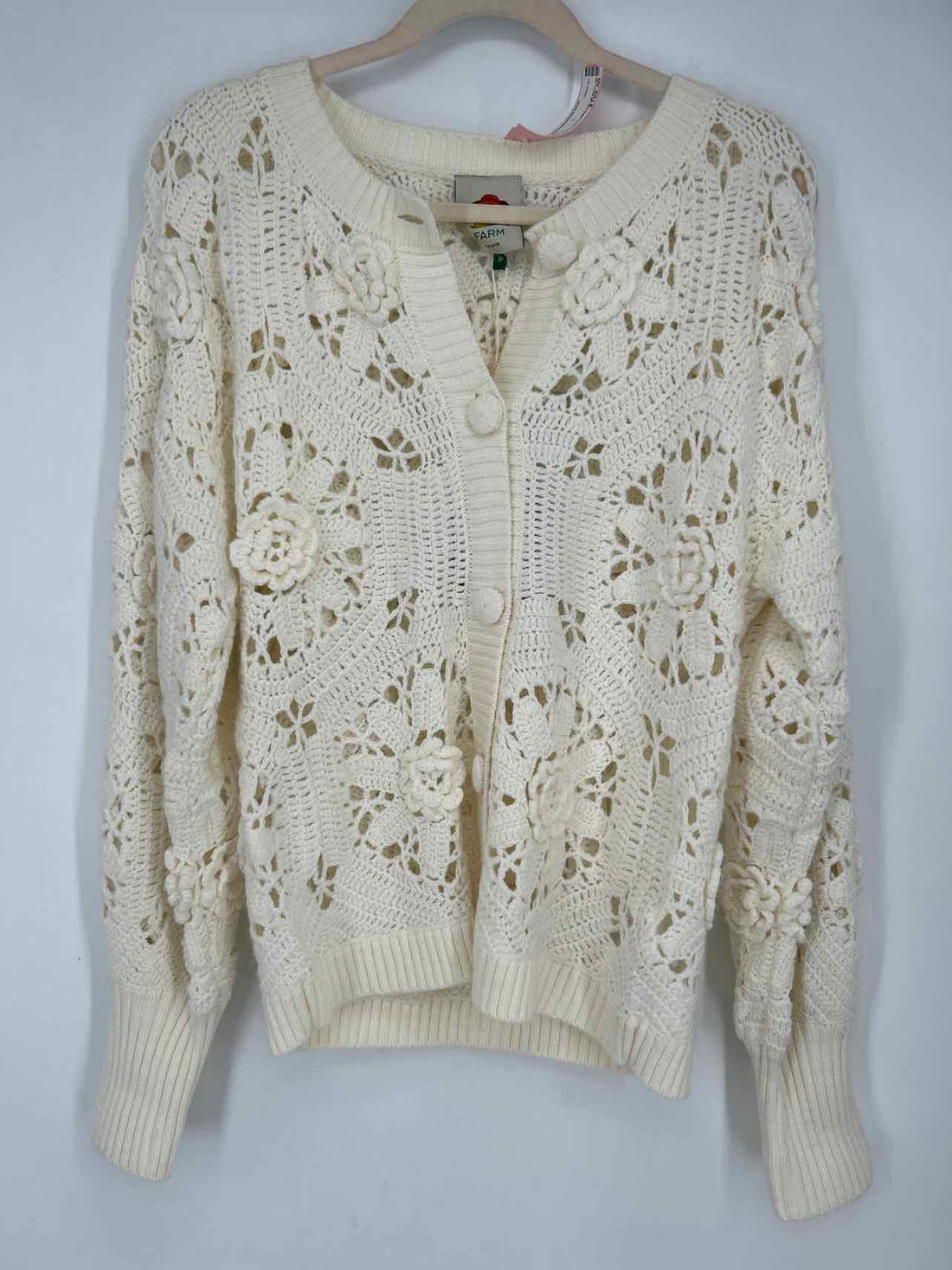 Farm for Anthropologie Size M White NWT Cardigan