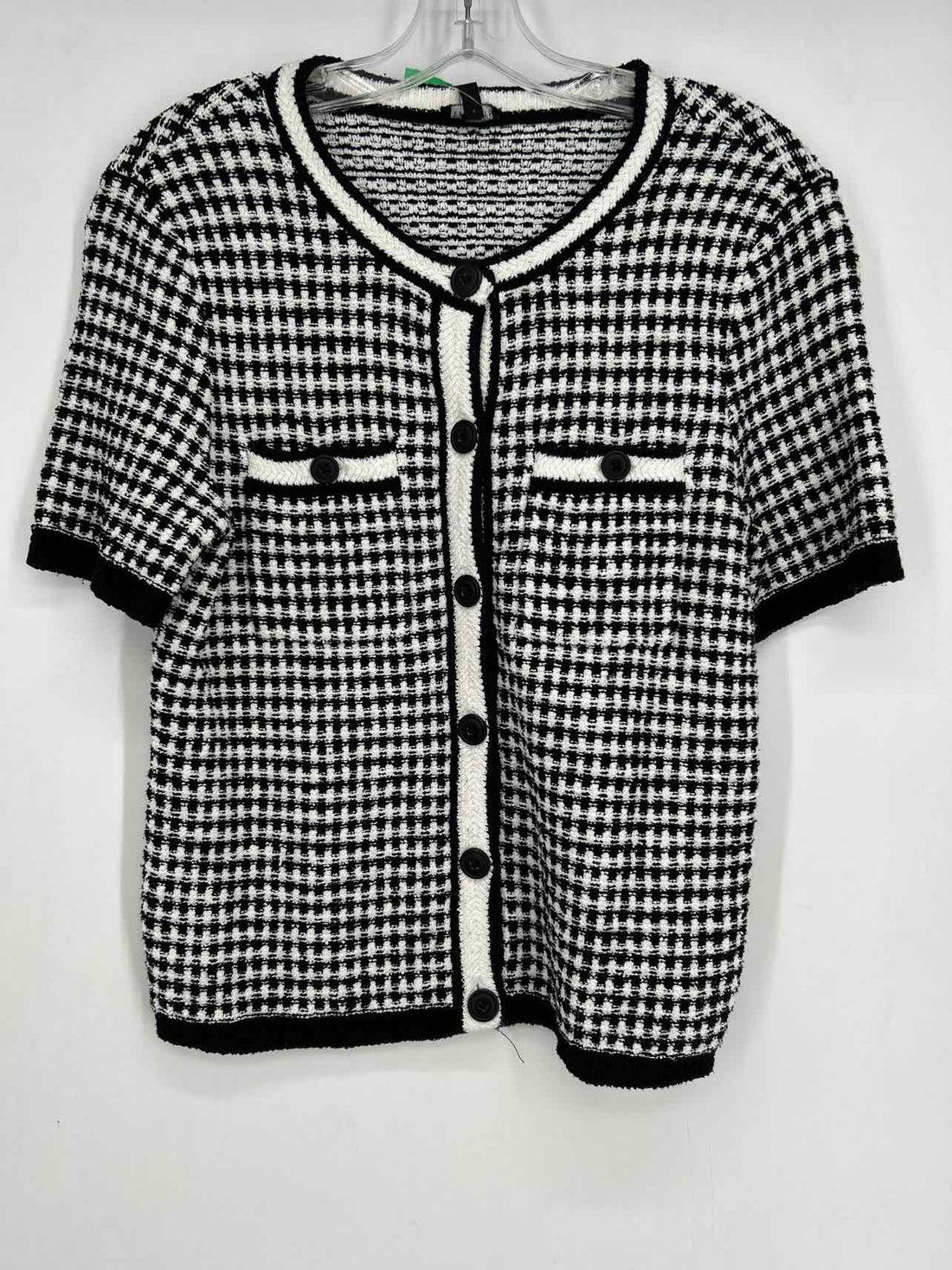 Talbots Size S Black & White Knit Short Sleeve