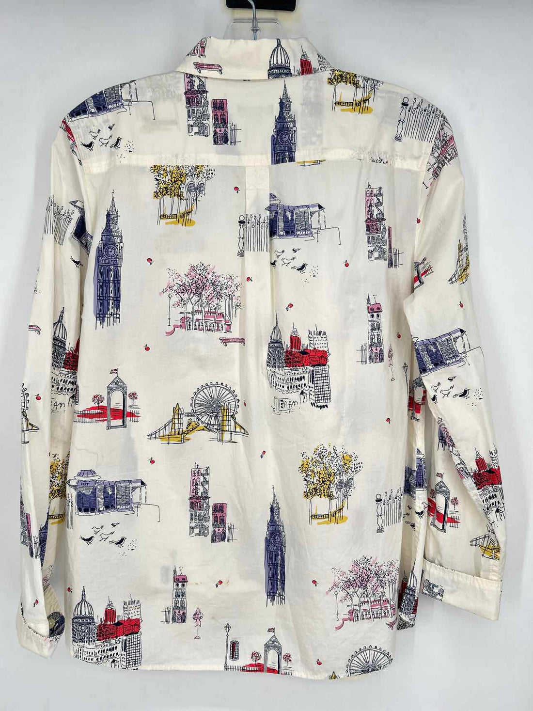 Talbots Size M White Print Long Sleeve