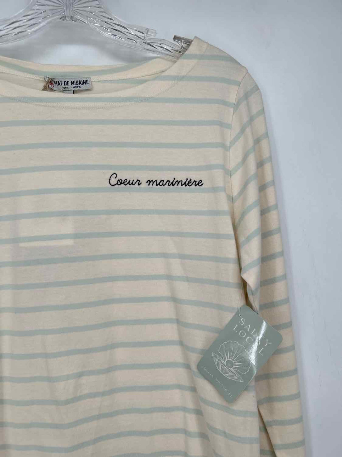 Mat De Misaine S/M Cream & Light Blue Striped NWT Boutique Top