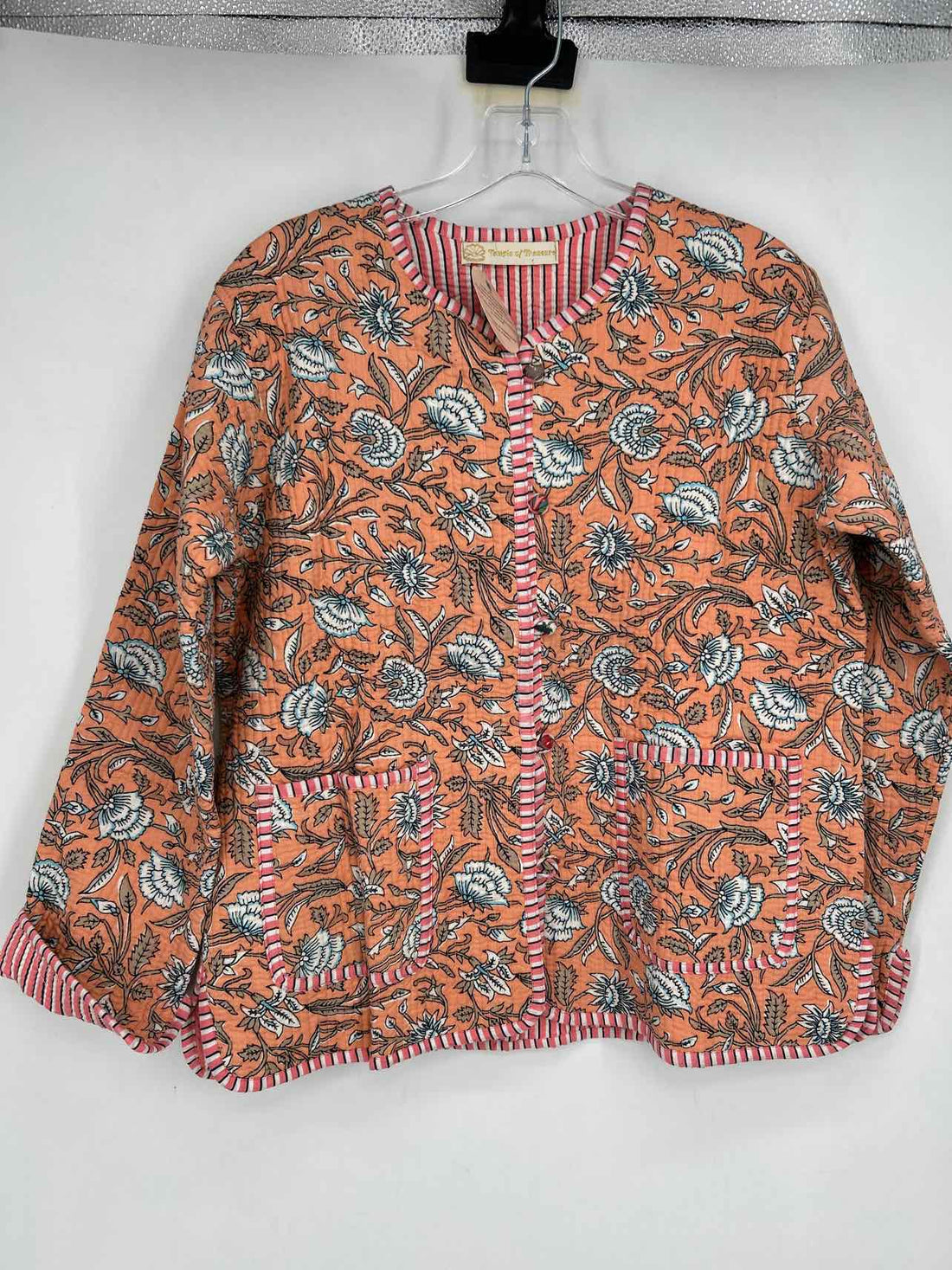 Temple of Treasures Size M Orange Floral Quilted NWT Jacket