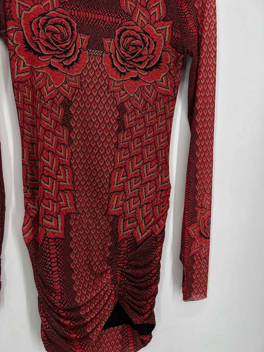 AFRM Size S Red & Black Print Dress
