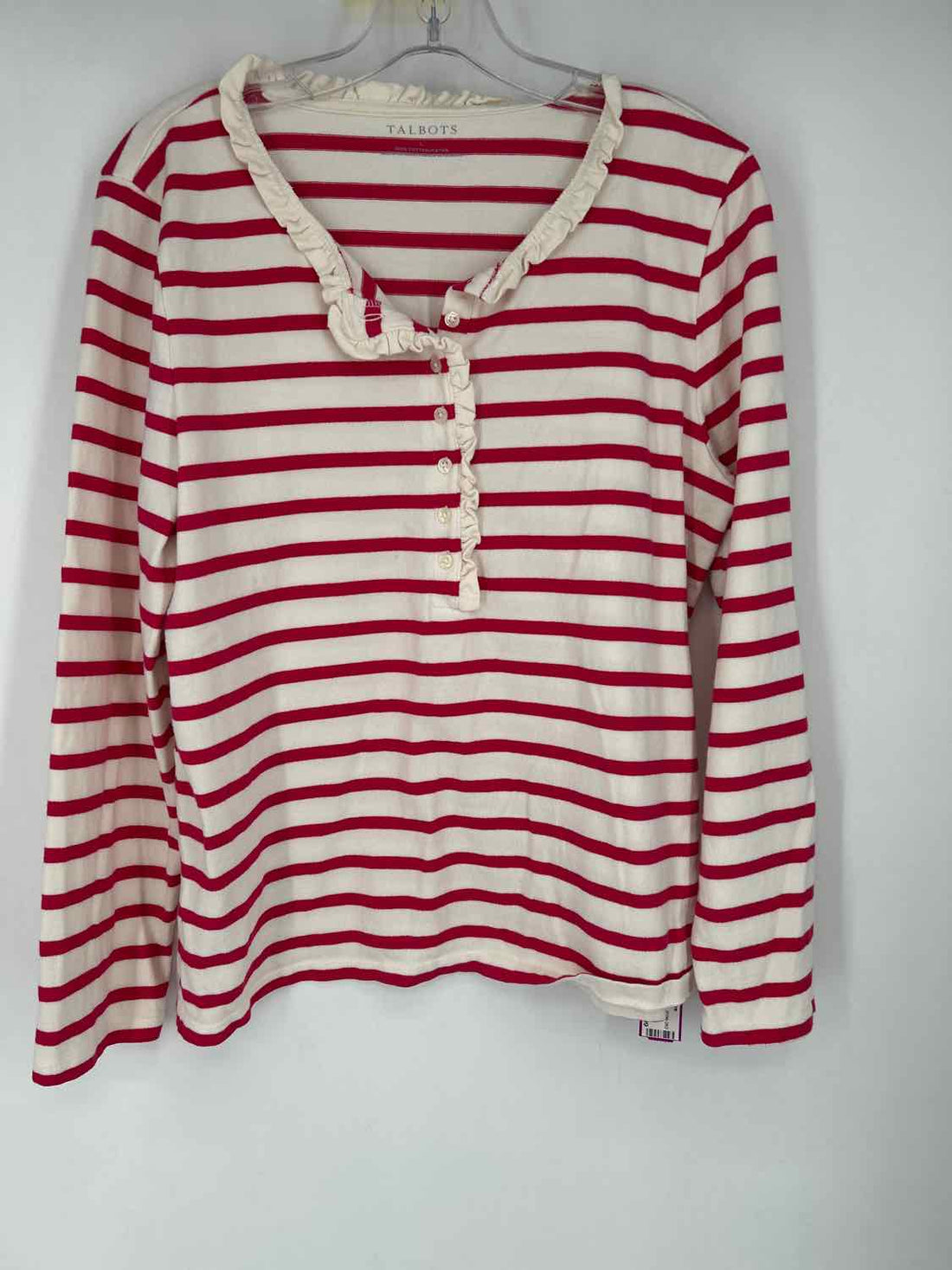 Talbots Size L Pink Stripe Long Sleeve