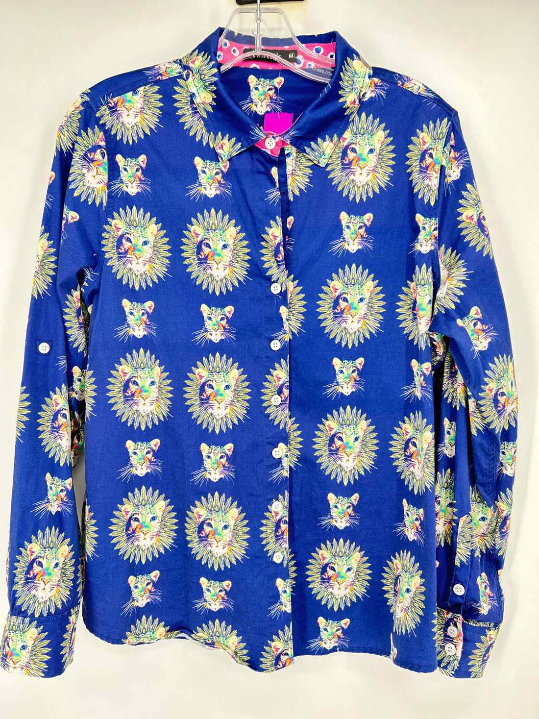 Shirtails Size M Blue Print Long Sleeve