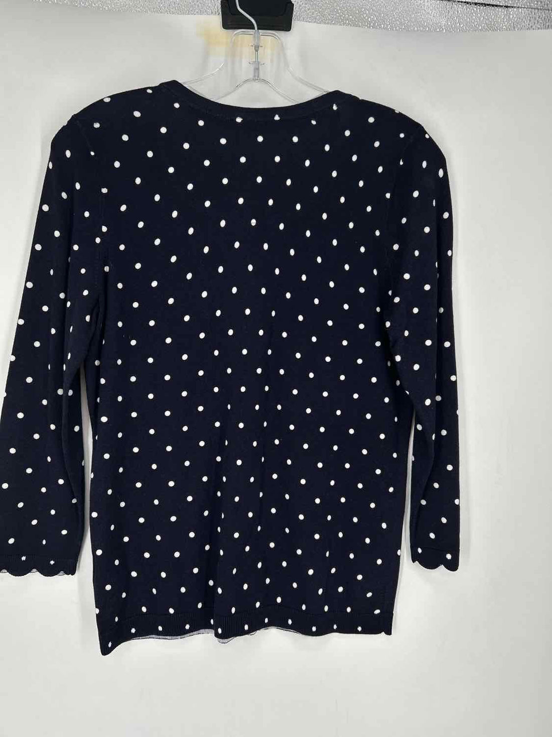 Talbots Size S Navy Polkadot Cardigan