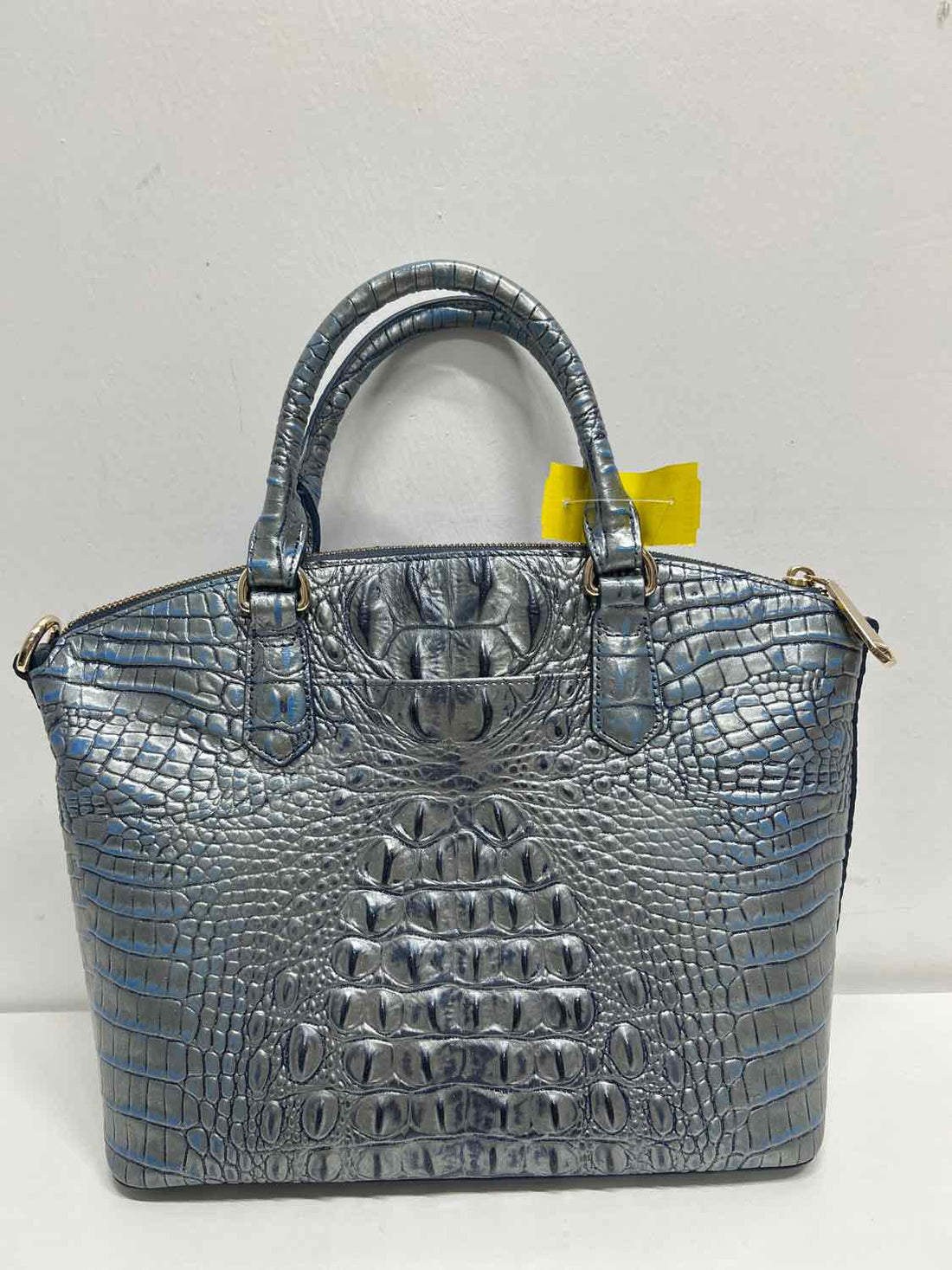 Brahmin Blue Shimmer Croc Embossed Leather Pre Owned Satchel