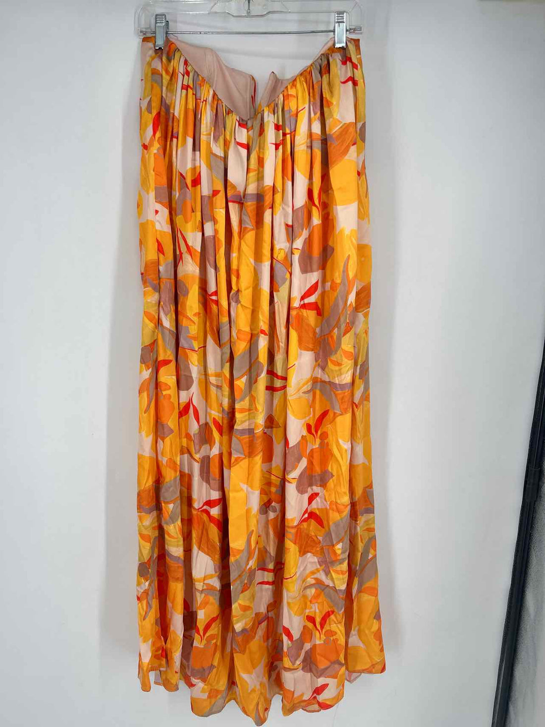 Acler Size 8 Orange Print Strapless Dress