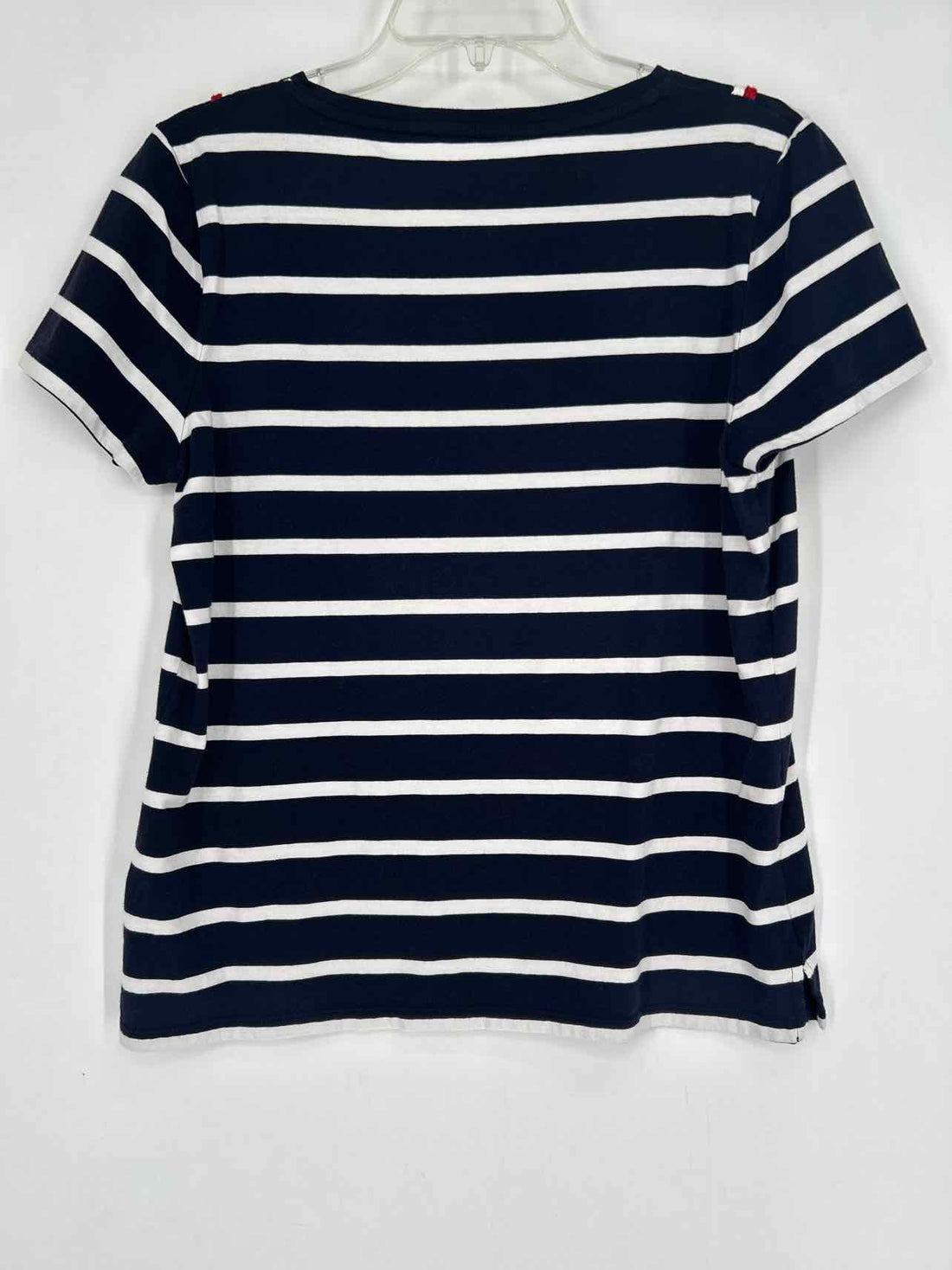 Talbots Size M Navy & White Striped Short Sleeve