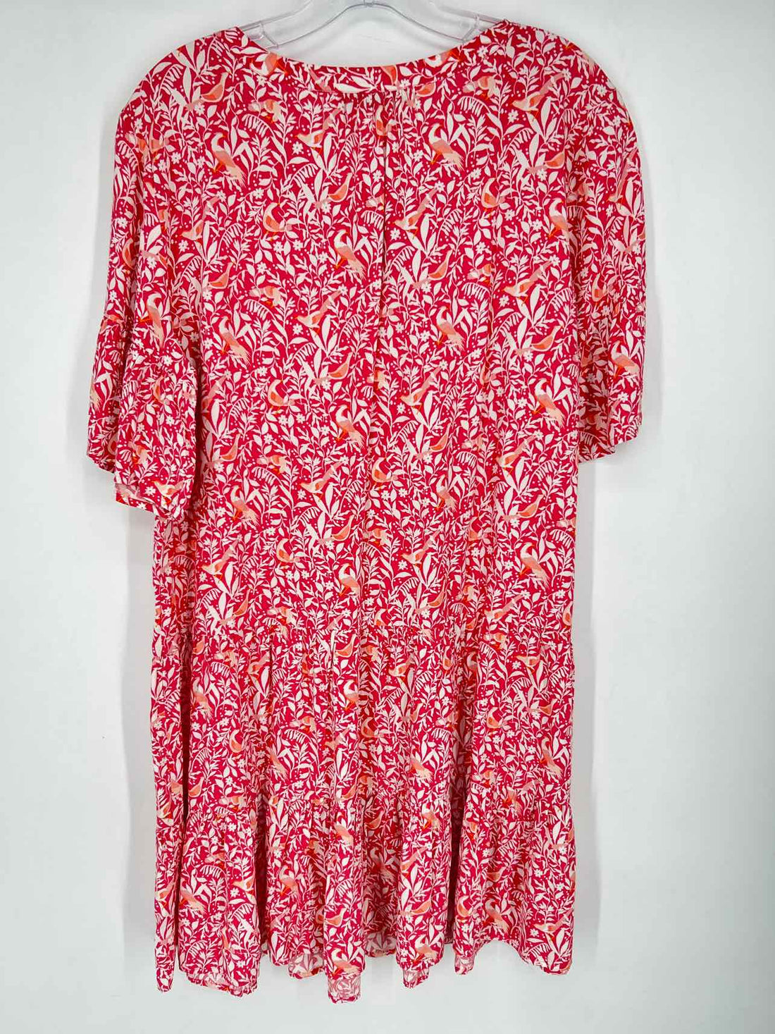 Loft Size L Pink Print Short Sleeve Dress