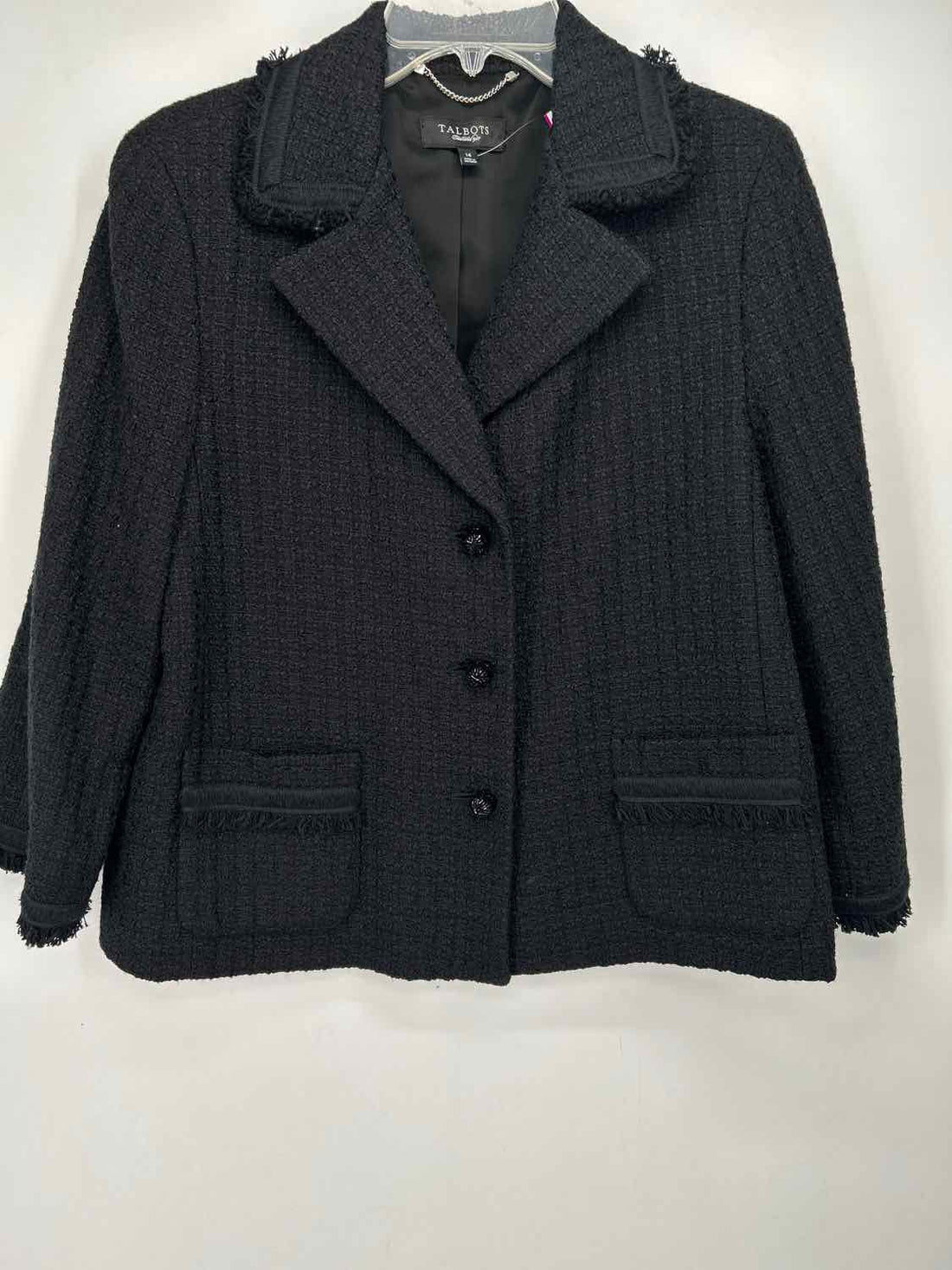 Talbots Size 14 Black Tweed Blazer