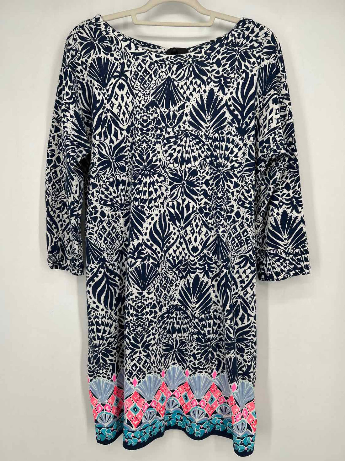 Lilly Pulitzer L White & Navy Print Long Sleeve Lilly Pulitzer Dress