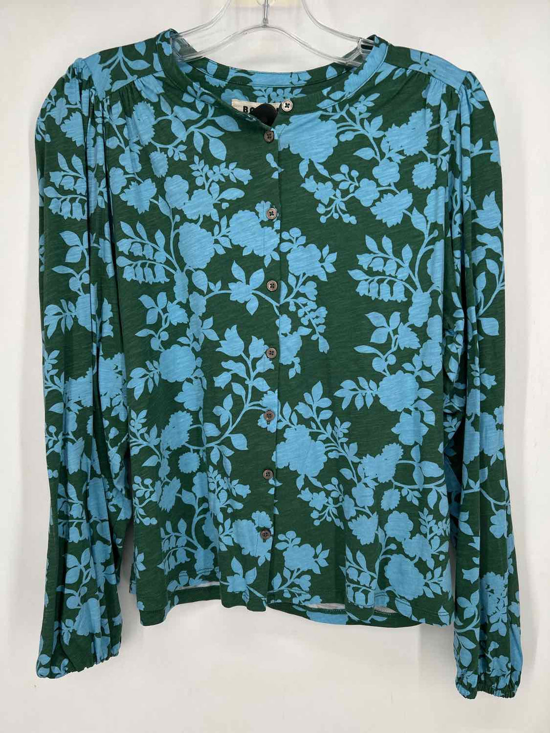 Boden Size 6 Green & Blue Print Pre Owned Long Sleeve