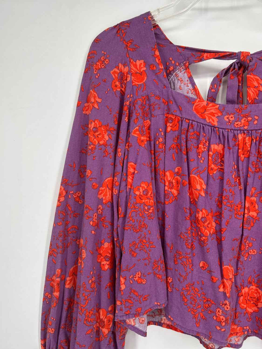 Free People Size S Purple & Orange Floral Long Sleeve