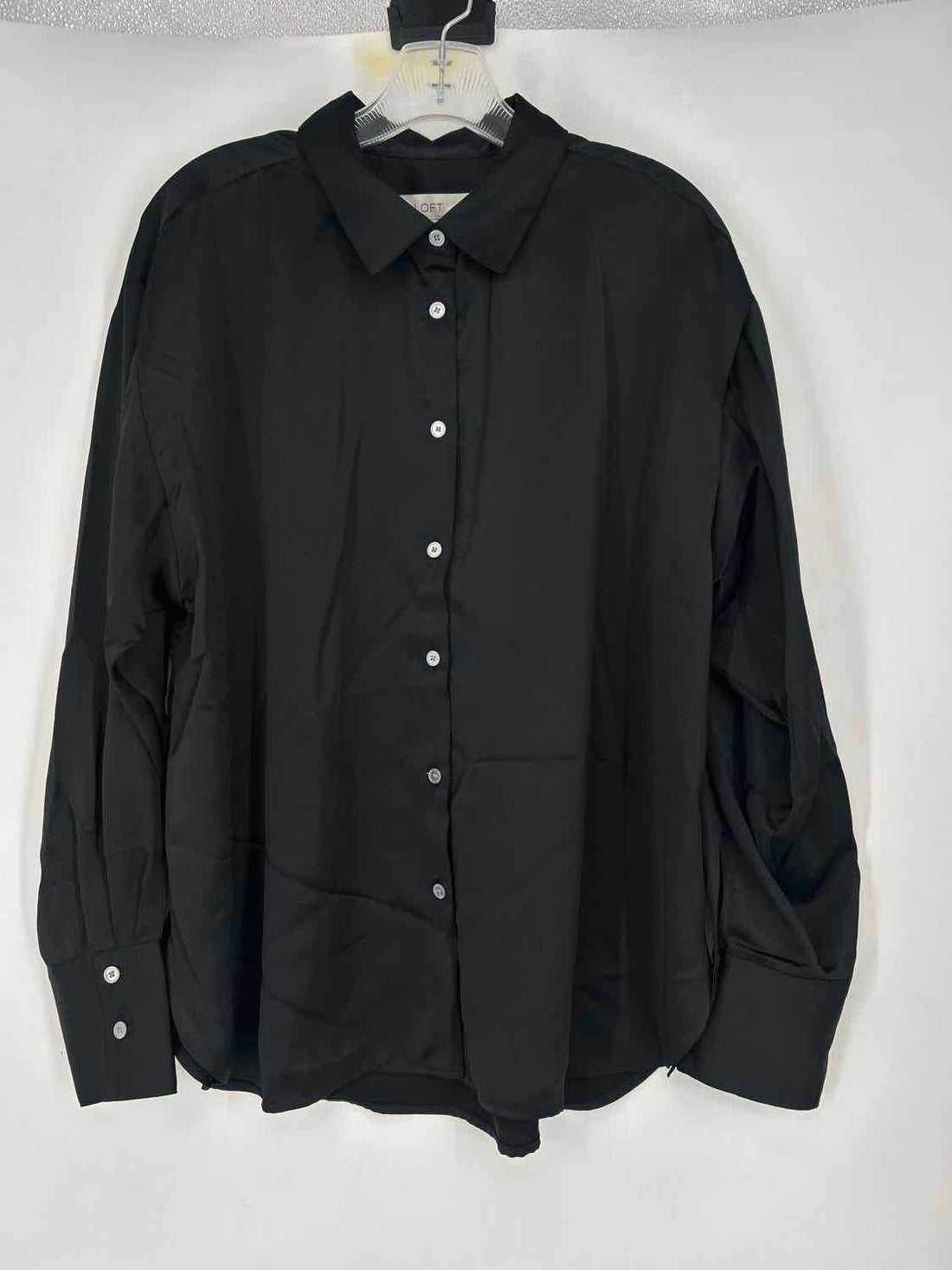 Loft Size L Black Satin Like Long Sleeve